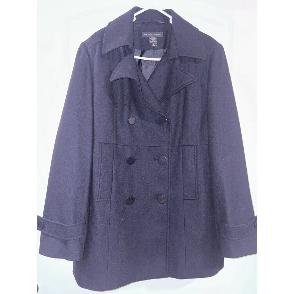 New York & Company Women’s Size 16‎ Pea Coat Black Wool/Polyester